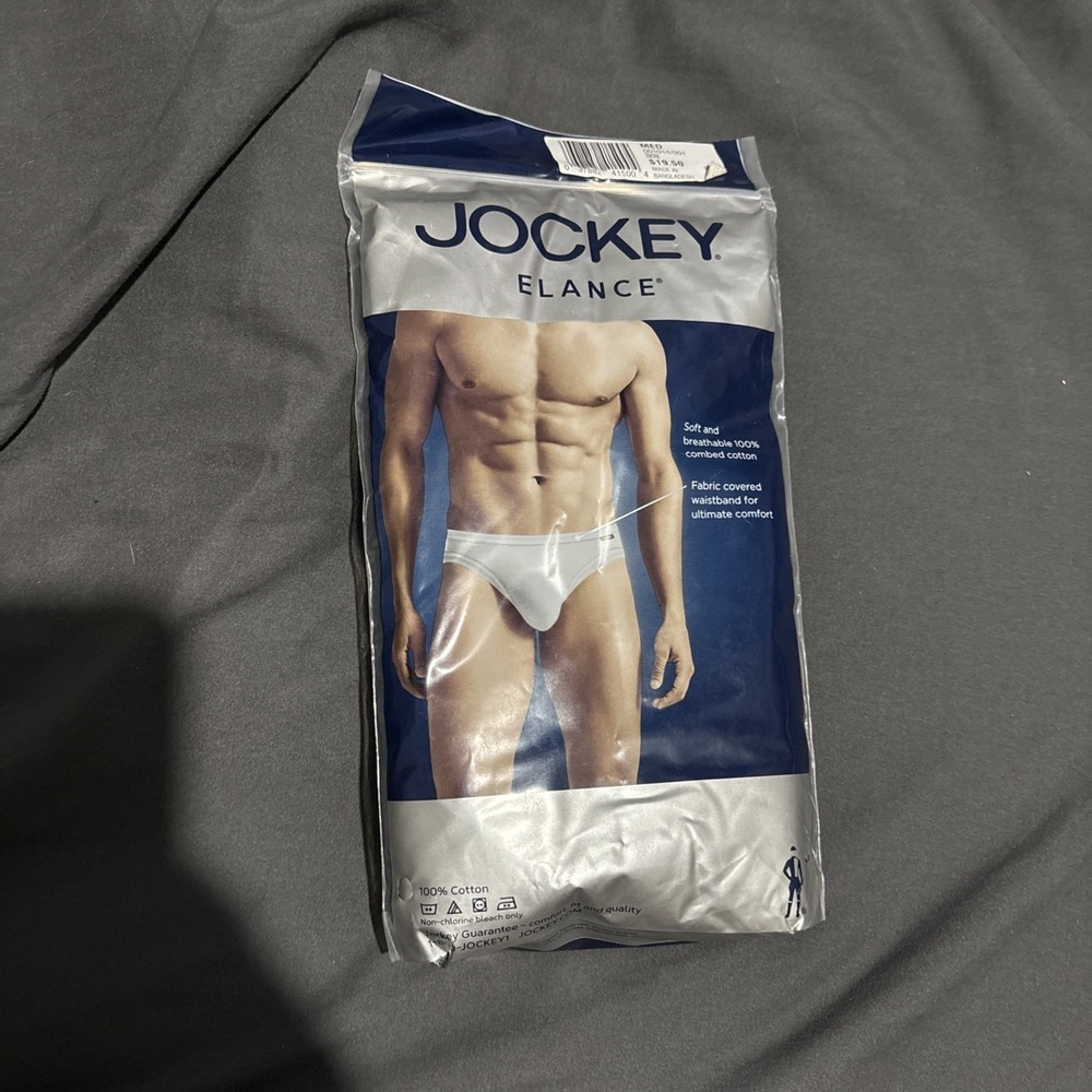 Jockey Bikini Briefs Underwear Mens Medium Black 100% Cotton Elance 3-Pack New